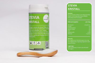 Stevia Kristall 100 g, Top Produkt, unsere Klassiker, Zuckerfrei, Kalorienfrei,