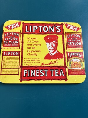 Vintage Lipton Tea Bristolware 6.5'' x 8.25'' Sign Yellow with Red Graphics