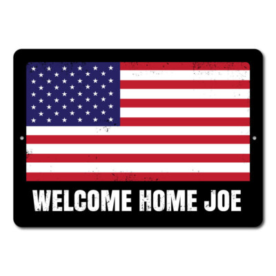 American Flag Metal Sign Custom Welcome Home Aluminum Art Decor USA Patriotic