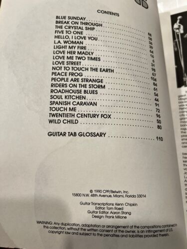 THE DOORS Guitar Anthology Series (1990) Guitar Tab Edition 112 pages - Picture 3 of 4