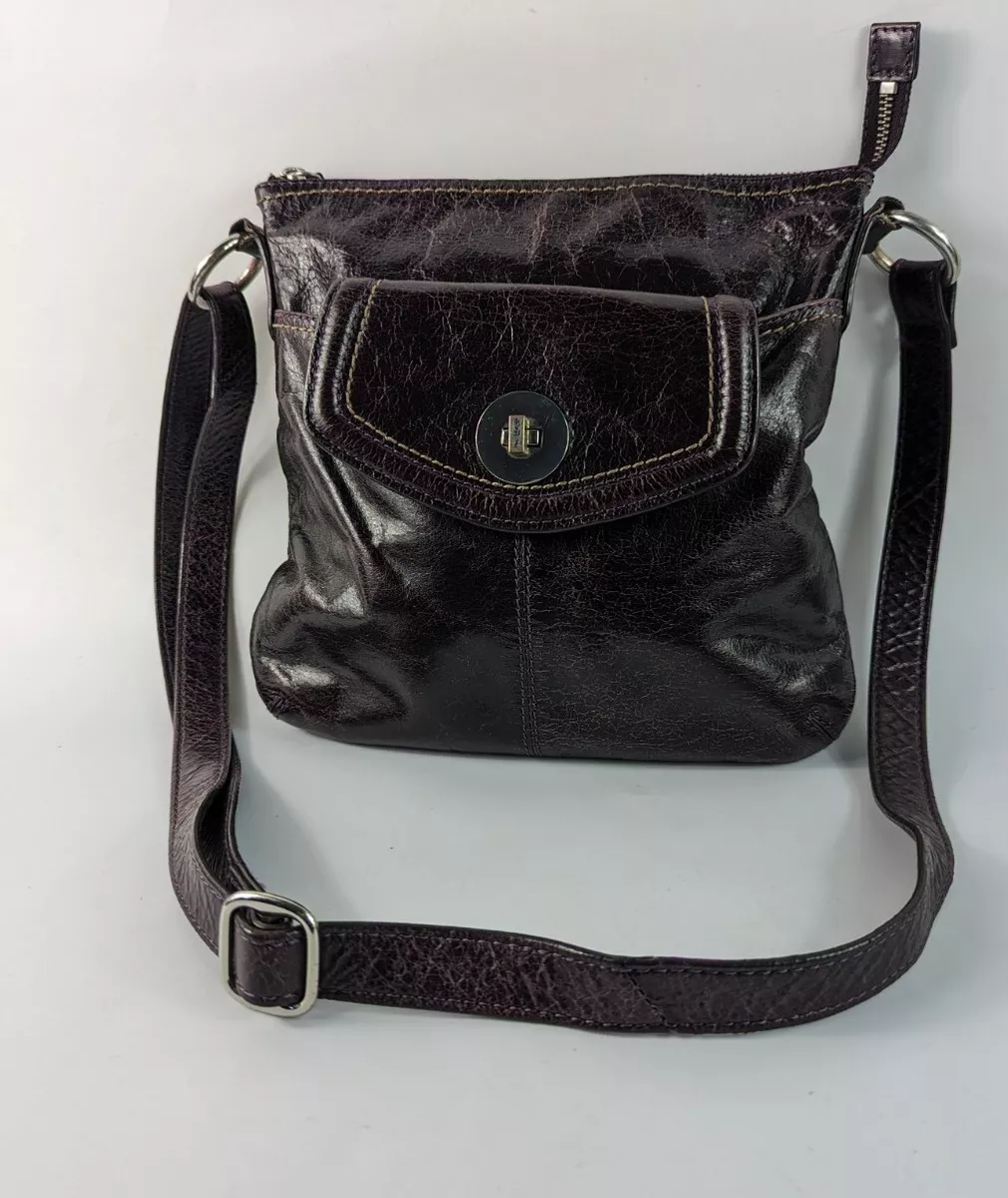 M S Autograph Burgundy Distressed Leather Crossbody Shoulder Bag 28cm X 28cm