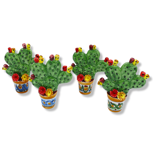 Plante Figue de Barbarie En Pot Céramique Caltagirone, Décoration Alea, H 14 CM. - Photo 1 sur 6