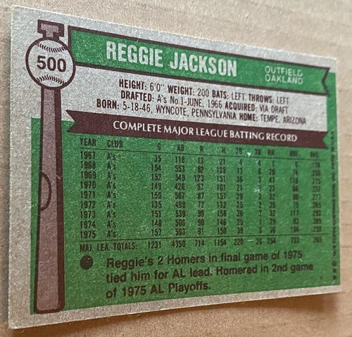 1976 TOPPS CARD #500 REGGIE JACKSON HOF EX-MT Condition - Picture 2 of 2