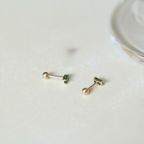9K Solid Gold Earring Studs With Emerald Color CZ Screw Back Au375 Stamping - Picture 5 of 7