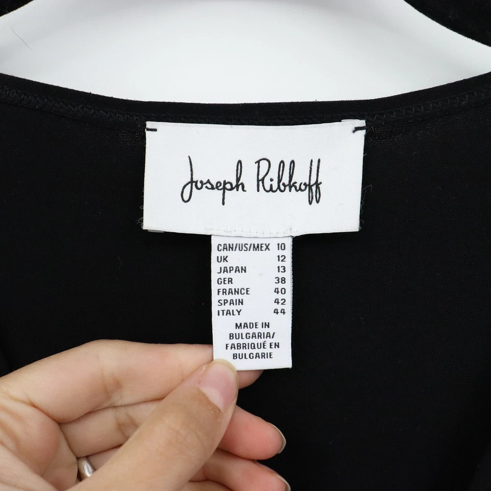 Vestido midi Joseph Ribkoff estampado floral negro púrpura talla 10 boho femenino brunch Foto 3 de 4