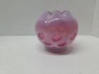 Vintage Fenton LG Wright Glass Cranberry Opalescent Eye Dot Spot Rose Bowl