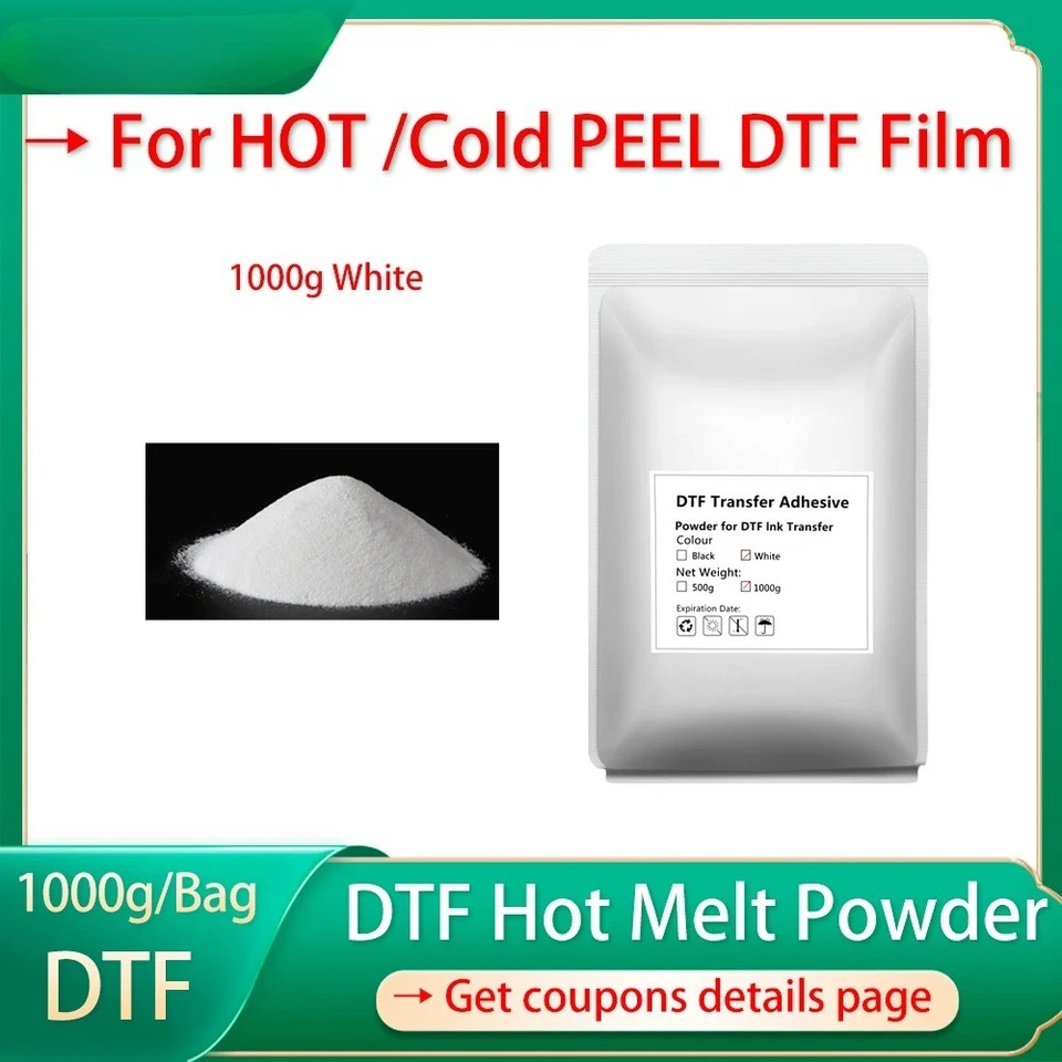 Pó Hot Melt Transferência Direta 1kg Preto Branco DTF Cabeça de Impressora Epson - Imagem 3 de 4