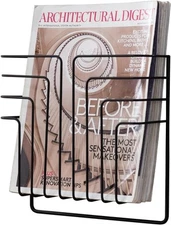 MyGift Modern Design Black Metal Wire Wall Mounted Magazine and File Folder Hold