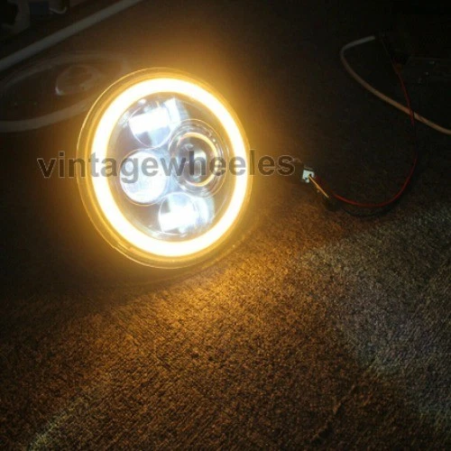 7" LED Headlight Halo Angel Eye DRL Light Fit For Jeep Wrangler JK LJ TJ CJ-5 - Image 3 of 4
