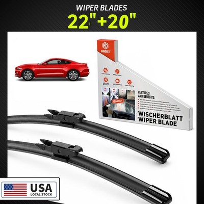 2x Front 22'' & 20'' Windshield Wiper Blades for Ford Mustang Lincoln MKZ 13-20