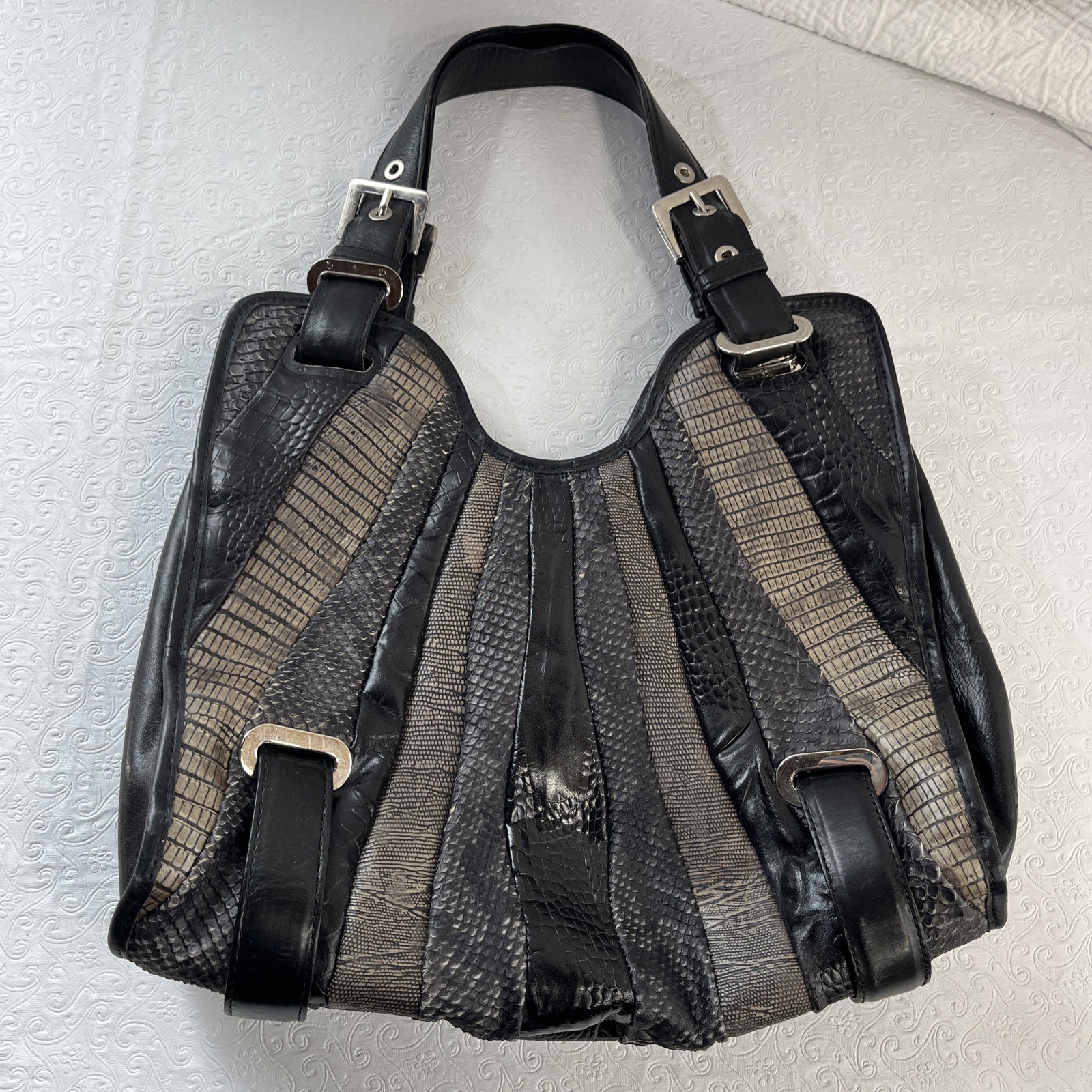 Stuart Weitzman Leather Patchwork Handbag Shoulde… - image 9