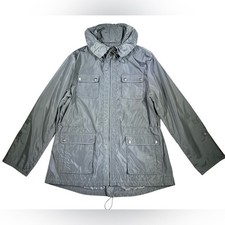 DKNY Donna Karan Full Zip Up Jacket with Hood, Waist Cinch, Multi pockets