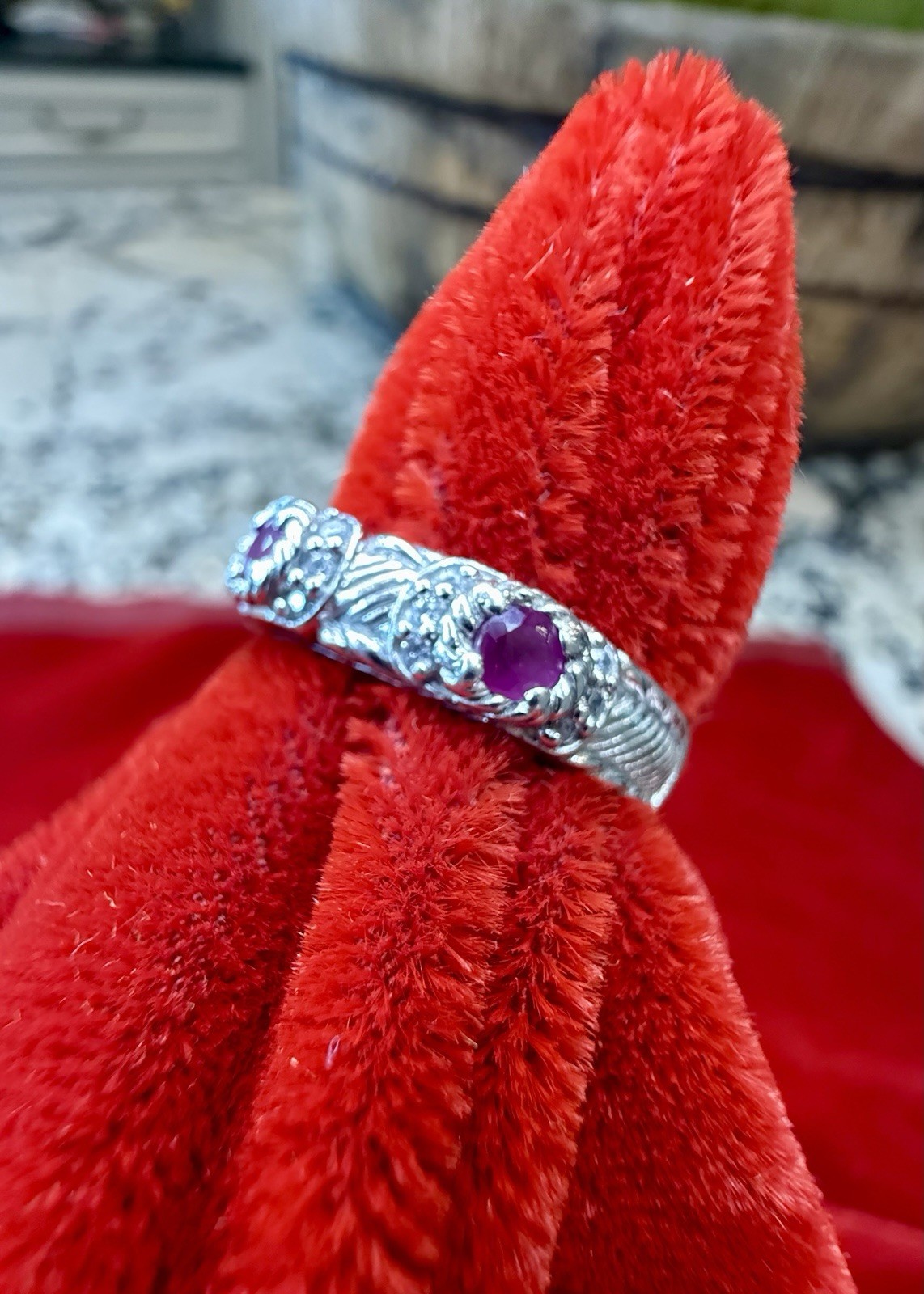 Judith Ripka Sterling Silver Ruby Stackable Band … - image 10