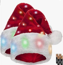 Winks Novelty Plush Santa Hat - Light Up, Funny Christmas Hats