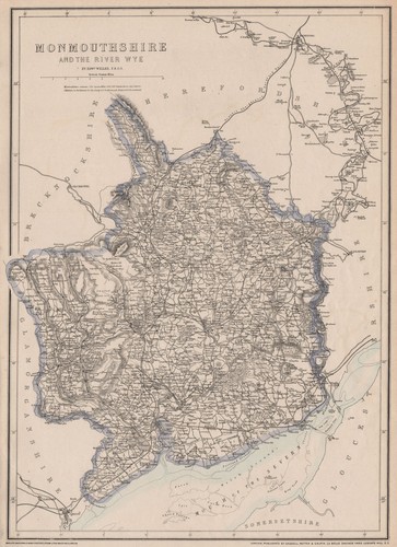 RIVER WYE VALLEY & MONMOUTHSHIRE. Antique county map. Railways. WELLER 1863 - Picture 1 of 1