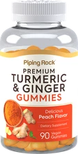 Turmeric and Ginger Gummies | 90 Count | Vegan, Non-GMO | by Piping Rock