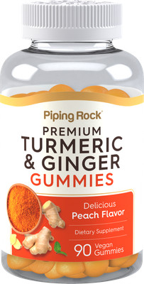 Turmeric and Ginger Gummies | 90 Count | Vegan, Non-GMO | by Piping Rock