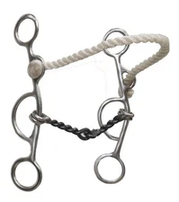 Showman Stainless Steel Combination Bit w/ Twisted Snaffle & Rope Nose