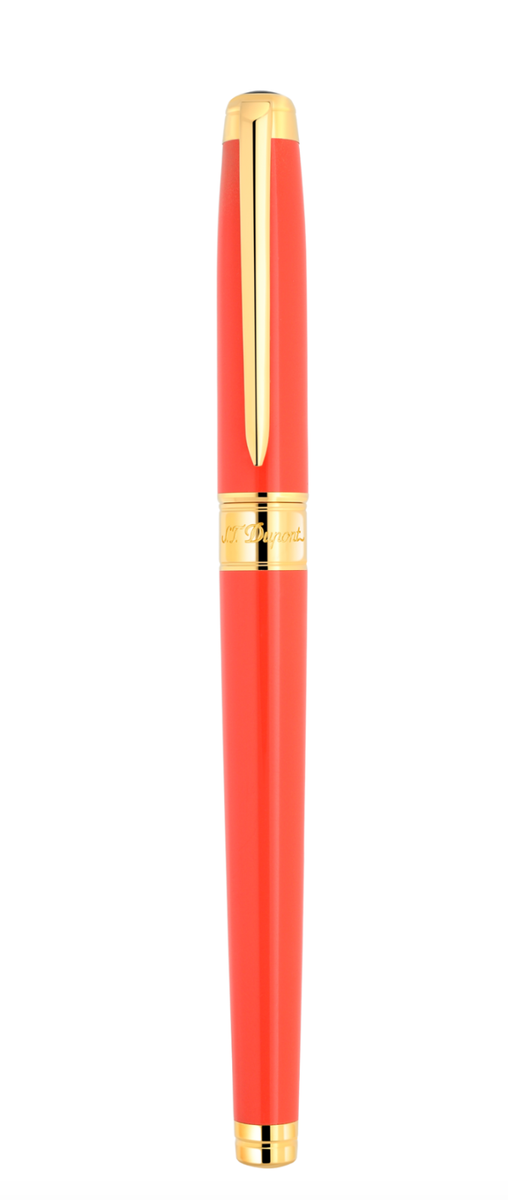 S.T. Dupont Line D Medium Gold & Coral Fountain Pen, 420018M, New