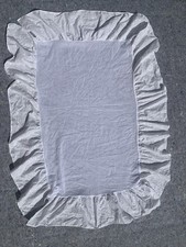 Vintage 90s white cotton Cottagecore floral embroidered baby crib bed skirt