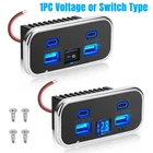 4-Port 12V-24V Dual Type C & USB A Car Fast Charger Power Socket Outlet Cars RV
