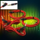 2X 4Ft 3.5Mm Aux Extension Audio Right Angle Cable Red Iphone 5 4S Ipod Touch