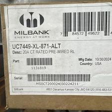 MILBANK KWH Meter SOCKET, 9S, 4W, 20A, 13T, CT RTD, PRE-WIRED, UC7449-XL-871