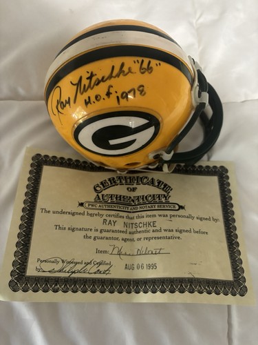 Green Bay Packers Ray Nitschke Signed Mini Helmet “H.O.F. 1978” Inscription