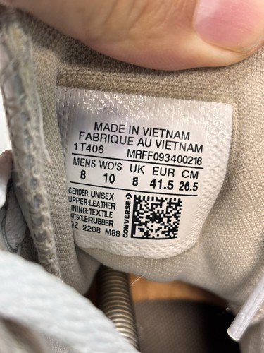 Converse Unisex Leather Chuck Taylor All Star Hi-Top Sneakers White Sz M8 W 10 - Picture 7 of 7