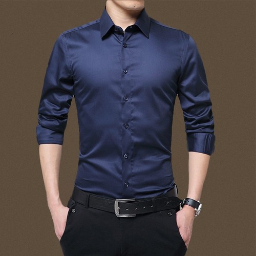 Slim Fit Business Hemden für Männer Langarmhemden mit Knöpfen formale Oberteile - Bild 2 von 19