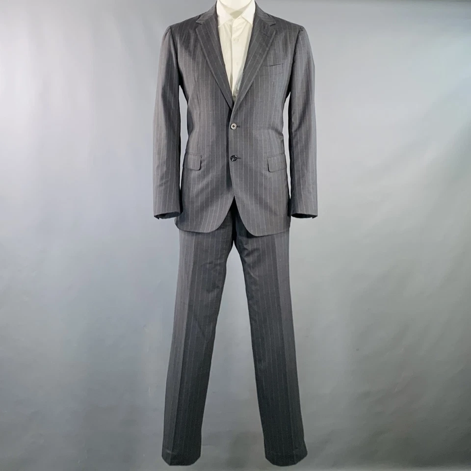 Traje SARTORIO Talla 44 Regular Gris Rayas Lana Muesca Solapa Foto 2 de 4