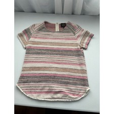 W5 Womens Striped Textured Knit Top Short Sle...