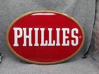 PHILLIES Blunts Cigars EMBOSSED Tobacco SIGN tin Vintage 26"X 18" OVAL