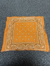 True Vintage Bandana Orange Color Fast 1960s Pasiley Graphic Hankerchief