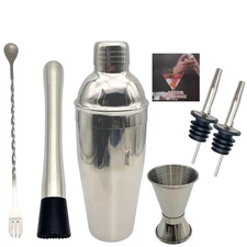 7-Piece Stainless Steel Cocktail Shaker Set, 23oz, Bartender Kit, Bar, Jigger