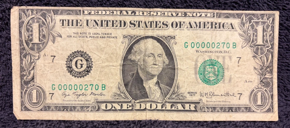 Circulated $1 1977 US Federal Reserve Small Notes for sale | eBay