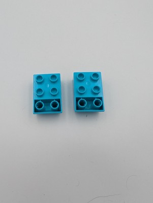 2x Lego Duplo Dach Bau Stein Azur blau 2x3 negativ schräg abgerundet 10901 98252