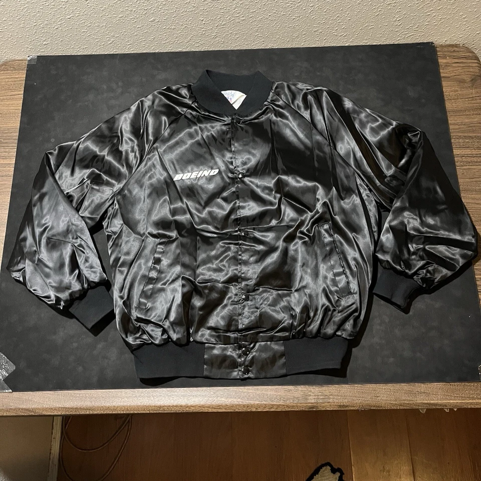 Boeing Jacket Vintage Chinook Helicopter 1970s 80s USA Made Flight Bomber satin - Image 2 of 4