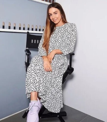Abito a più livelli Zara bianco nero a macchie a pois midi manica a 3/4 taglia XS 8 - Foto 6 di 9