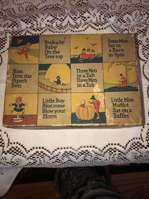 Vtg Original Cardboard Box With Pumpkin Pictures & Quotes Of Nursery Rhymes.