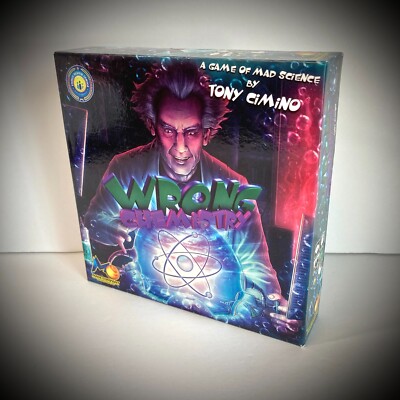 WRONG CHEMISTRY BOARD GAME +2 EXPANSIONS +CHUNKY DISCS! Vtg Kickstarter 2013 OOP