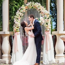 PUTROS Metal Arch 6.6FT Gold Wedding Balloon Arched Backdrop Stand