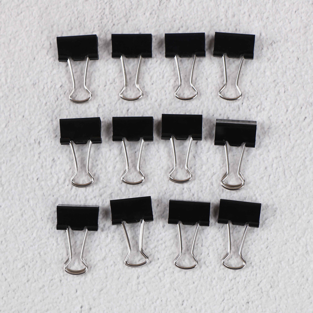 12Pcs Black Metal Binder Clips File Paper Photo Stationary Office Supplies.*a5