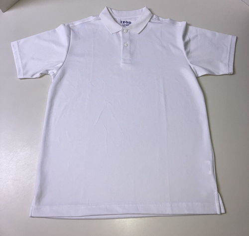 Boys Polo Shirt Size Large 14/16 Husky White Short Sleeve Izod School Uniform - Picture 9 of 9
