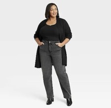Ava  Viv High-Rise 90s Straight Jeans size 20 - Washed Black - NEW