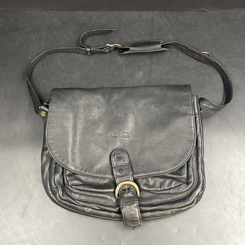 Borsa a tracolla vintage Bree Germany nera sella pelle messenger borsetta ufficio - Foto 1 di 12