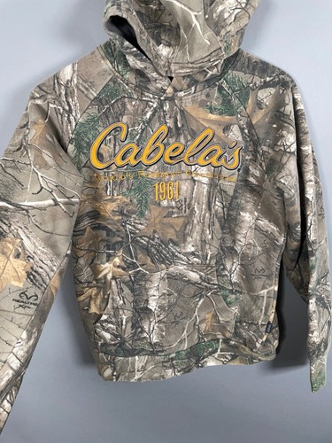 Cabela's Embroidered Camo Hoodie Youth XL Brown Realtree Camouflage Sweatshirt - Picture 9 of 12