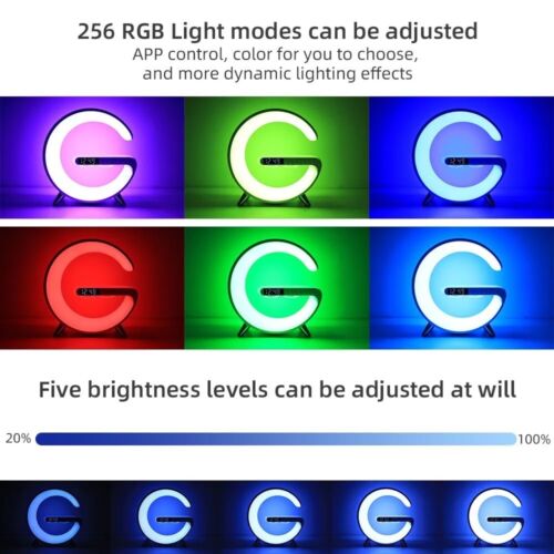 Smart G Lamp Bluetooth Speaker Wireless Charger RGB Alarm Night Light - US - Picture 4 of 5
