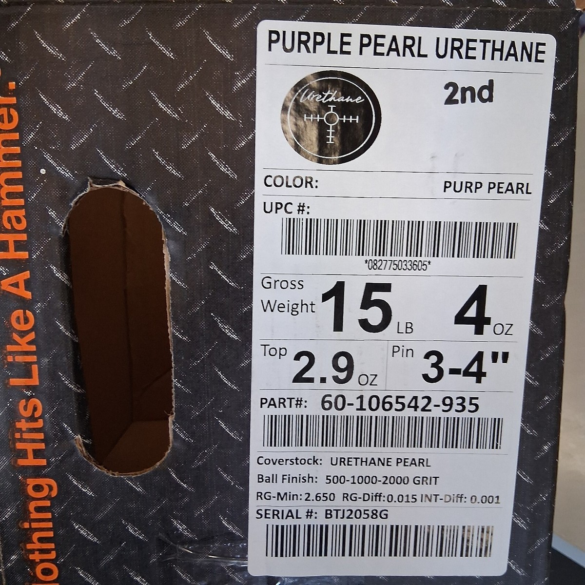 Hammer Purple Pearl Urethane purple pin bowling ball 15 LB Hammer Purple Pearl Urethane purple pin bowling ball 15 LB