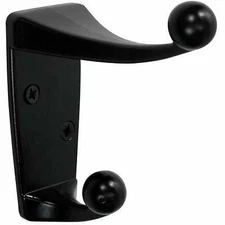 24 Black Metal Advantus Double Hook Wall Mount Coat Hooks